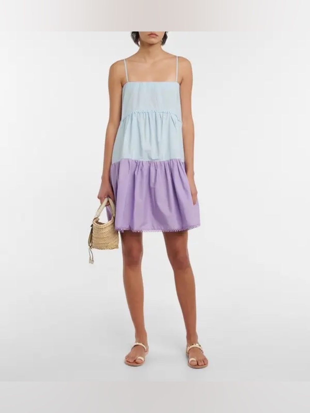 Dorothee Schumacher Light Blue and Lavender Tiered Spaghetti-Strap Dress
